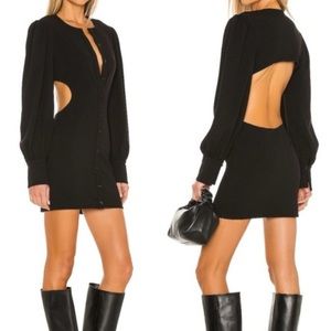 LOVERS + FRIENDS NWT Small Black Long Sleeve Button Up Open Back Mini Dress S